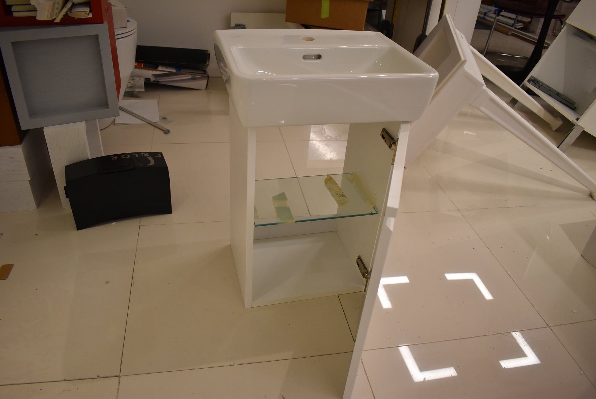 Laufen Pro S 18" White Rectangle Wall Mount Vanity Sink with Storage