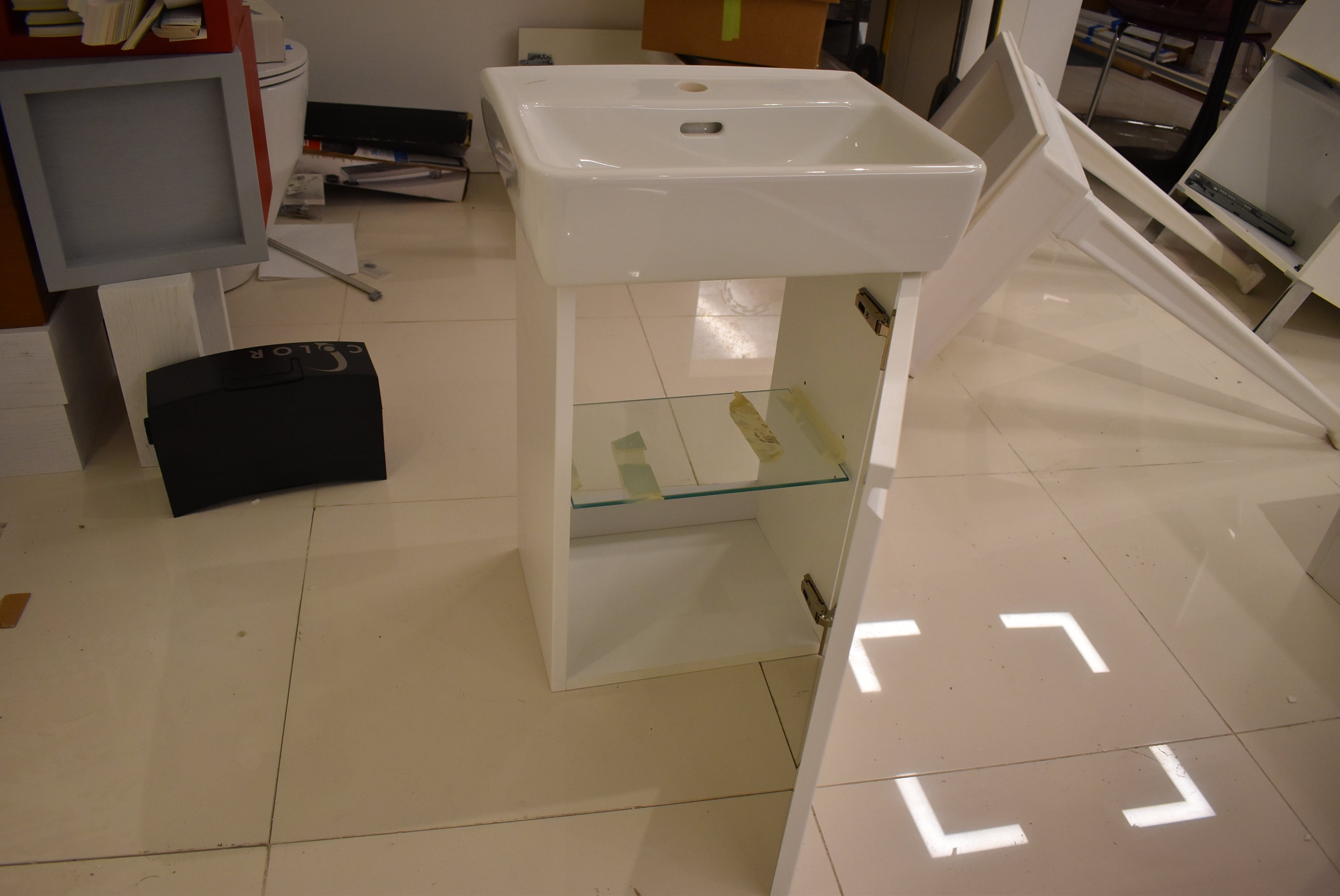 Laufen Pro S 18" White Rectangle Wall Mount Vanity Sink with Storage