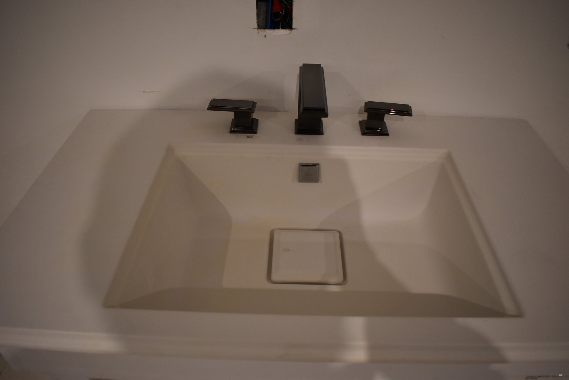 Gessi Fascino 35" White Rectangle Wall Mount Vanity Sink with Faucet