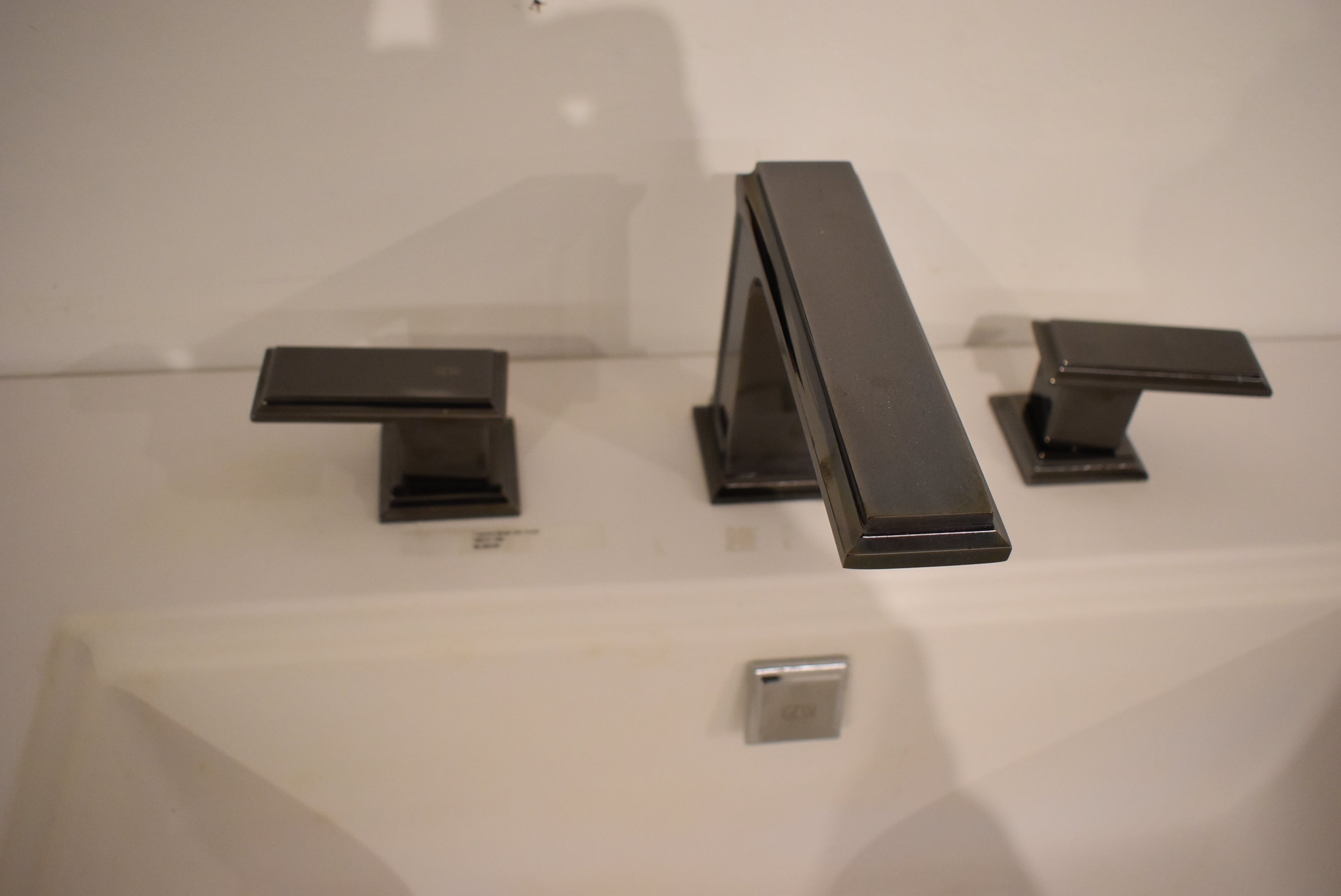 Gessi Fascino 35" White Rectangle Wall Mount Vanity Sink with Faucet