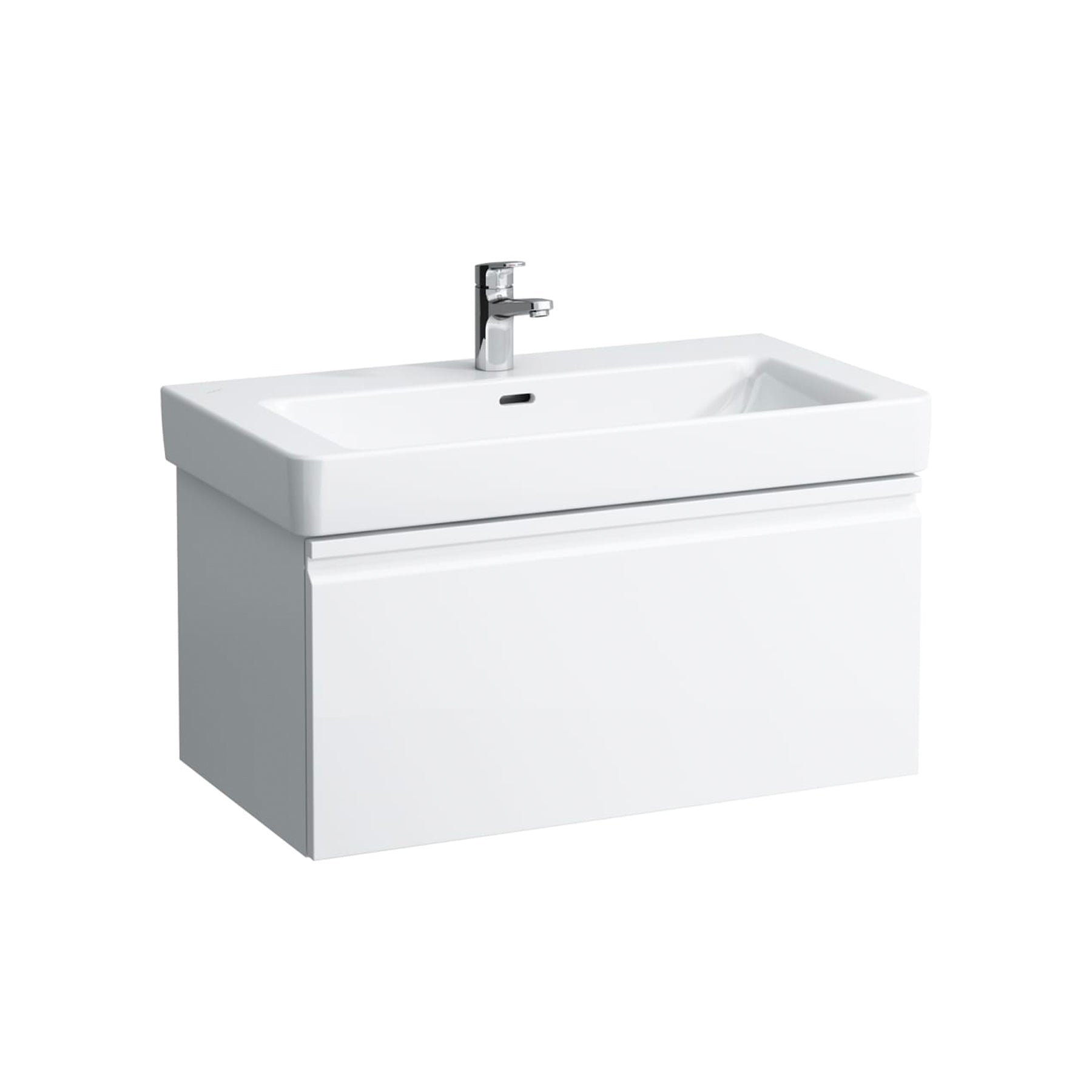 Laufen Pro S 33.5" White Rectangle Wall Mount Floating Vanity Sink with Storage