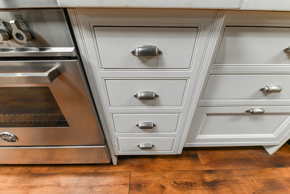 Downsview Traditional White Kitchen with White Marble Countertops