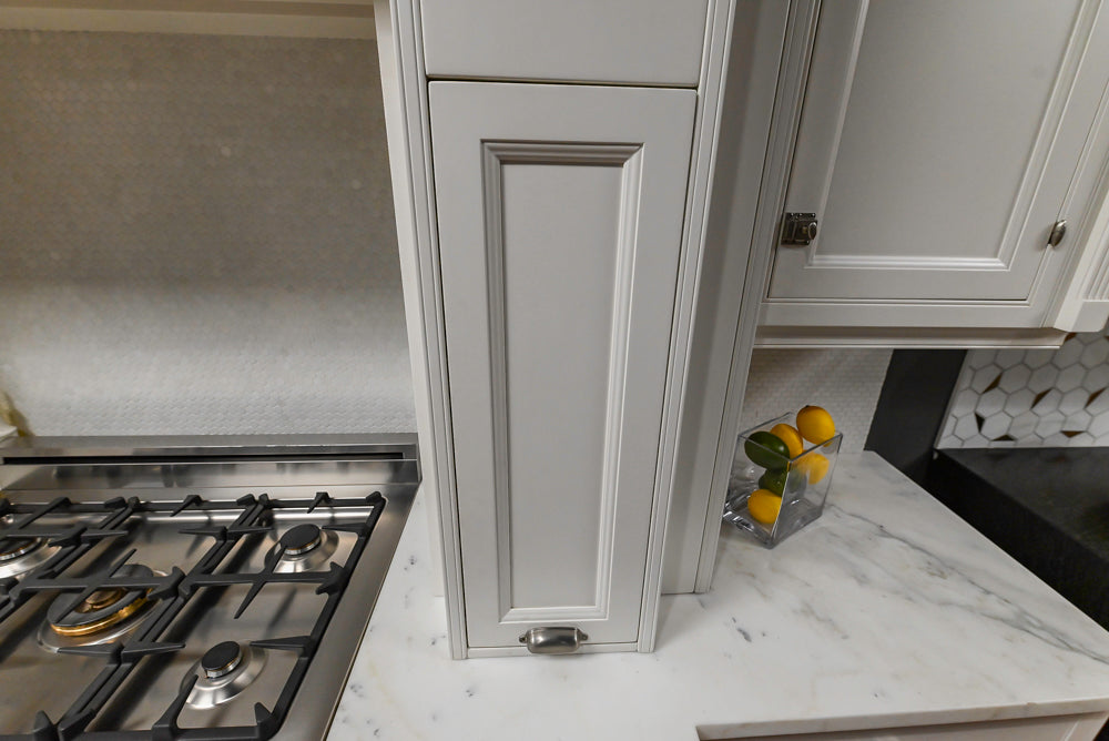 Downsview Traditional White Kitchen with White Marble Countertops