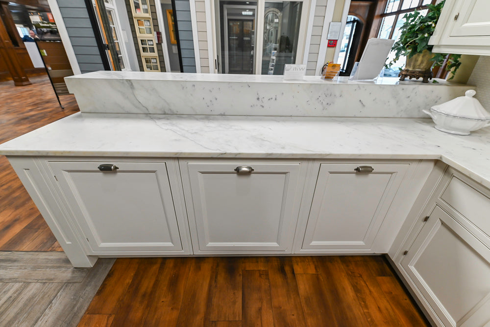Downsview Traditional White Kitchen with White Marble Countertops