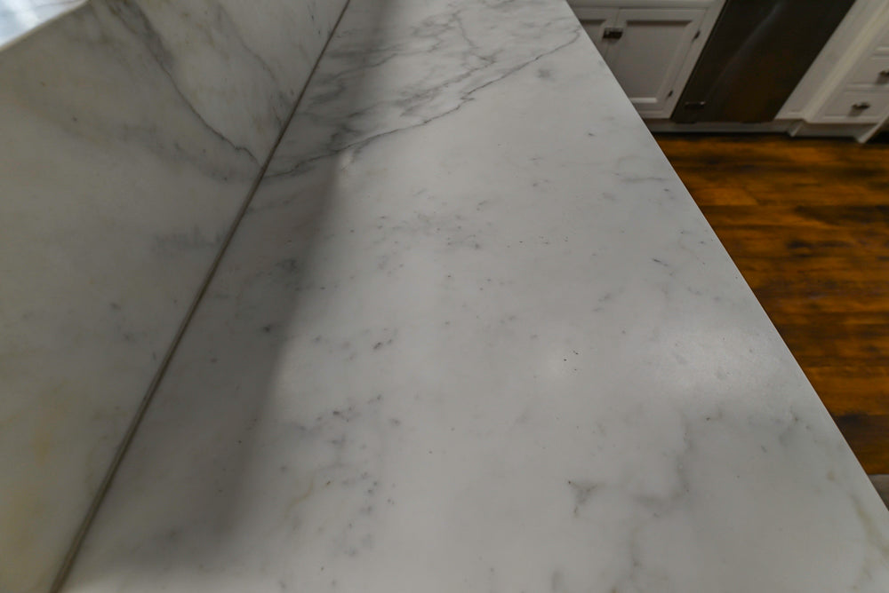 Downsview Traditional White Kitchen with White Marble Countertops