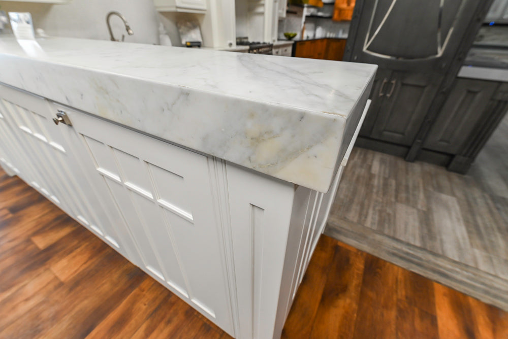 Downsview Traditional White Kitchen with White Marble Countertops