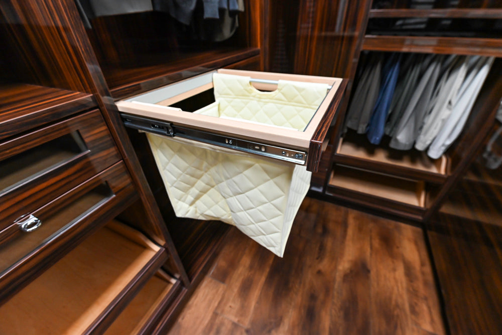 Downsview Modern Dark Brown Glossy Wardrobe Closet with Marble Peninsula Top