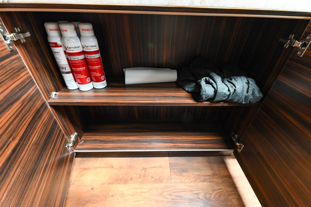 Downsview Modern Dark Brown Glossy Wardrobe Closet with Marble Peninsula Top