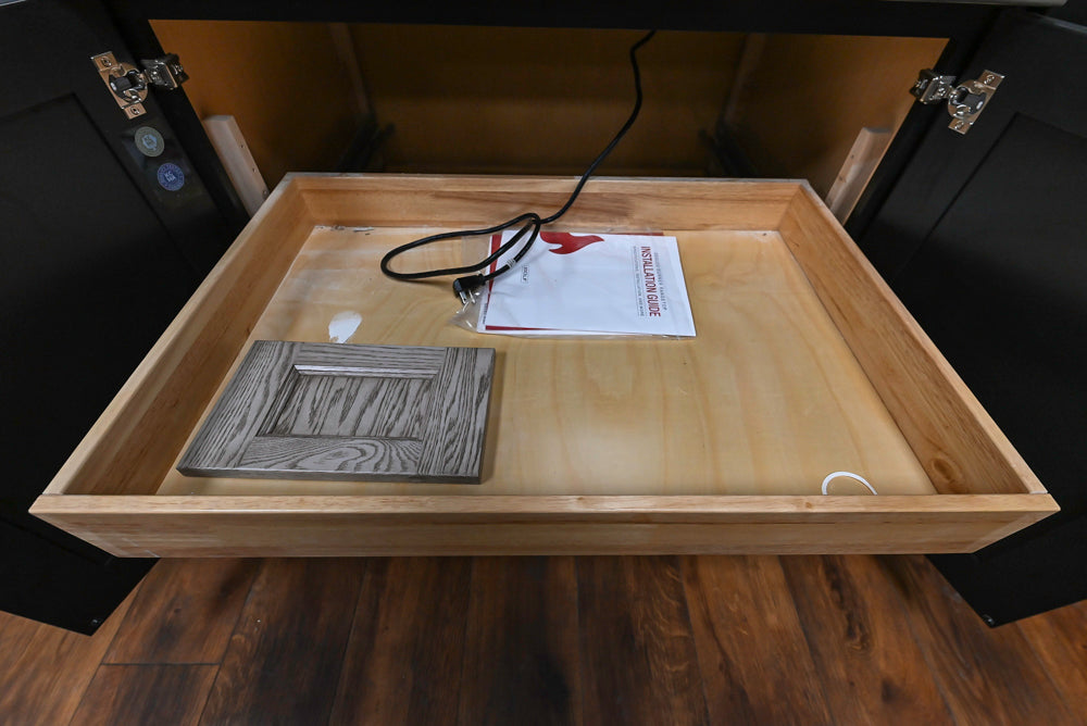 Showplace Black and White Industrial Kitchen with Island and Bonus Bench Area
