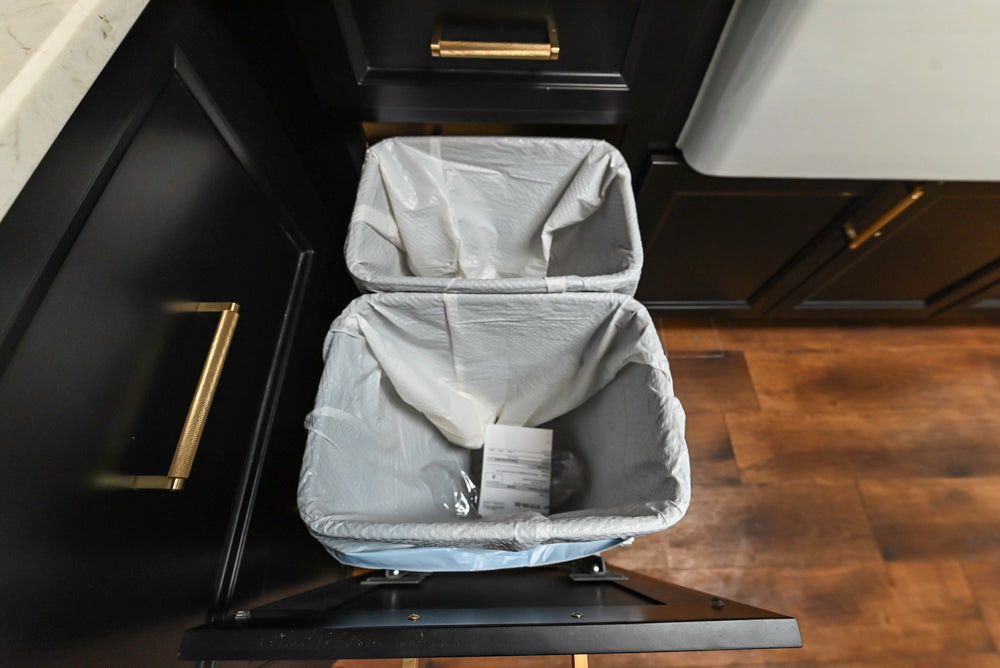 Showplace Black and White Industrial Kitchen with Island and Bonus Bench Area