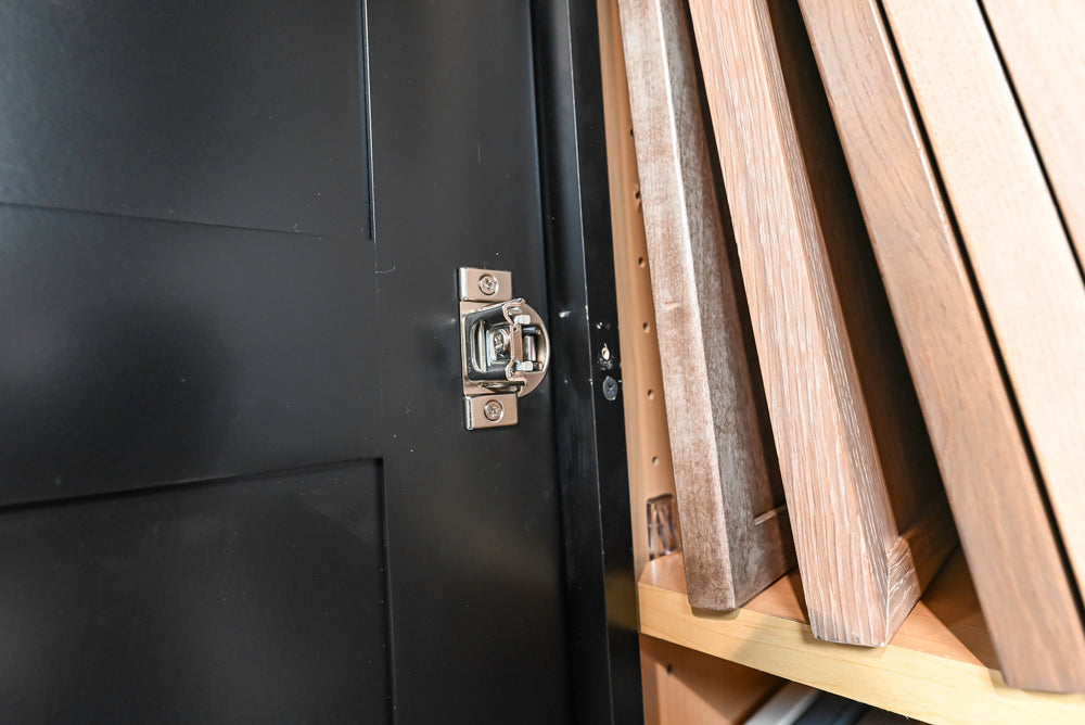 Showplace Black and White Industrial Kitchen with Island and Bonus Bench Area