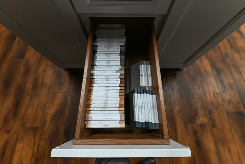 Showplace Black and White Industrial Kitchen with Island and Bonus Bench Area