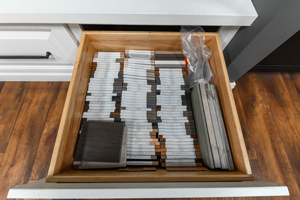 Showplace Black and White Industrial Kitchen with Island and Bonus Bench Area