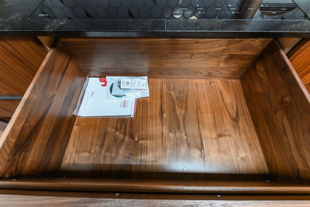 Showplace Walnut Mid-Century Modern Kitchen with Stone Countertops