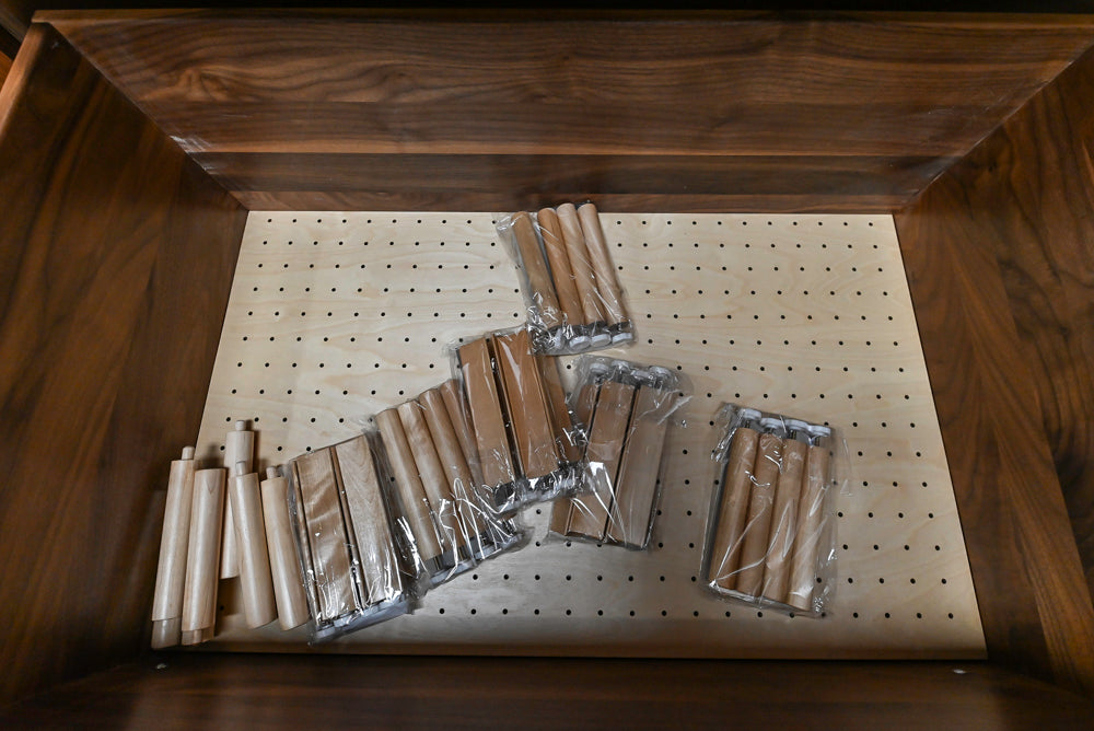 Showplace Walnut Mid-Century Modern Kitchen with Stone Countertops