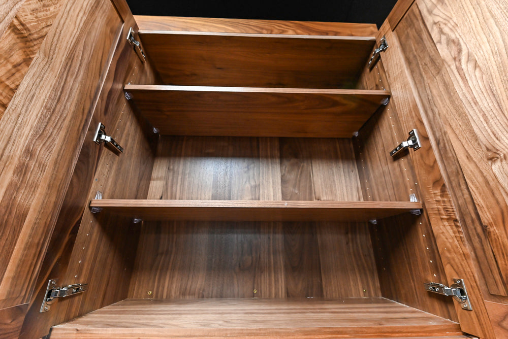 Showplace Walnut Mid-Century Modern Kitchen with Stone Countertops