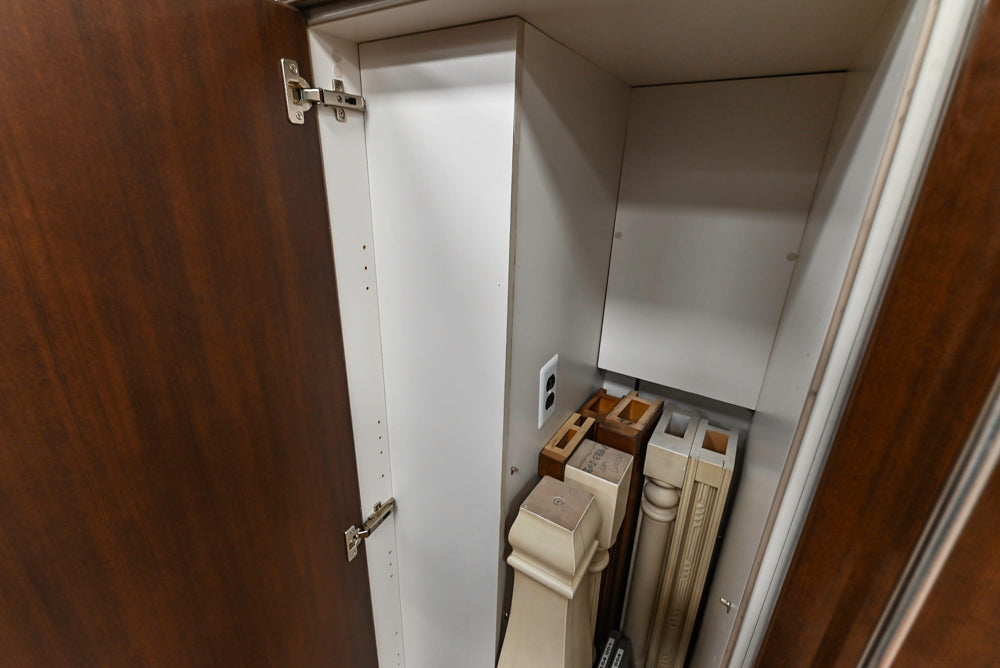 Downsview Glossy Brown Modern Kitchen with Island, Quartz Countertops and Wolf Appliances