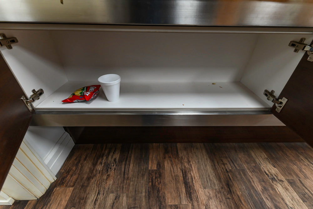 Downsview Glossy Brown Modern Kitchen with Island, Quartz Countertops and Wolf Appliances