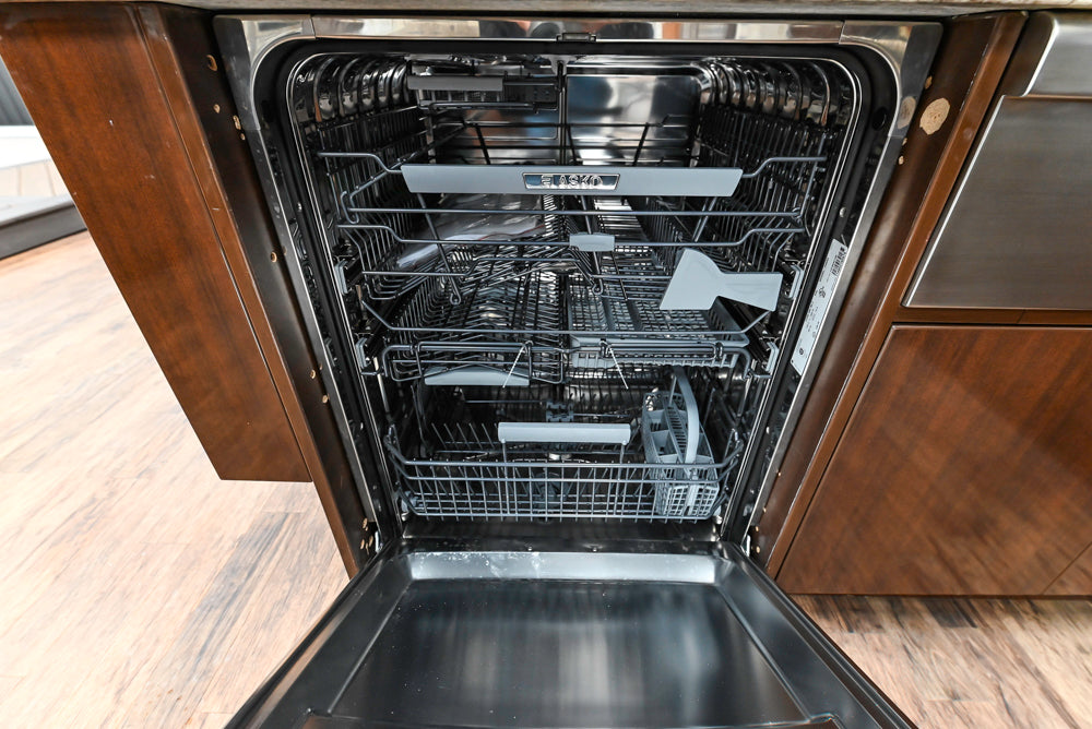 Downsview Glossy Brown Modern Kitchen with Island, Quartz Countertops and Wolf Appliances