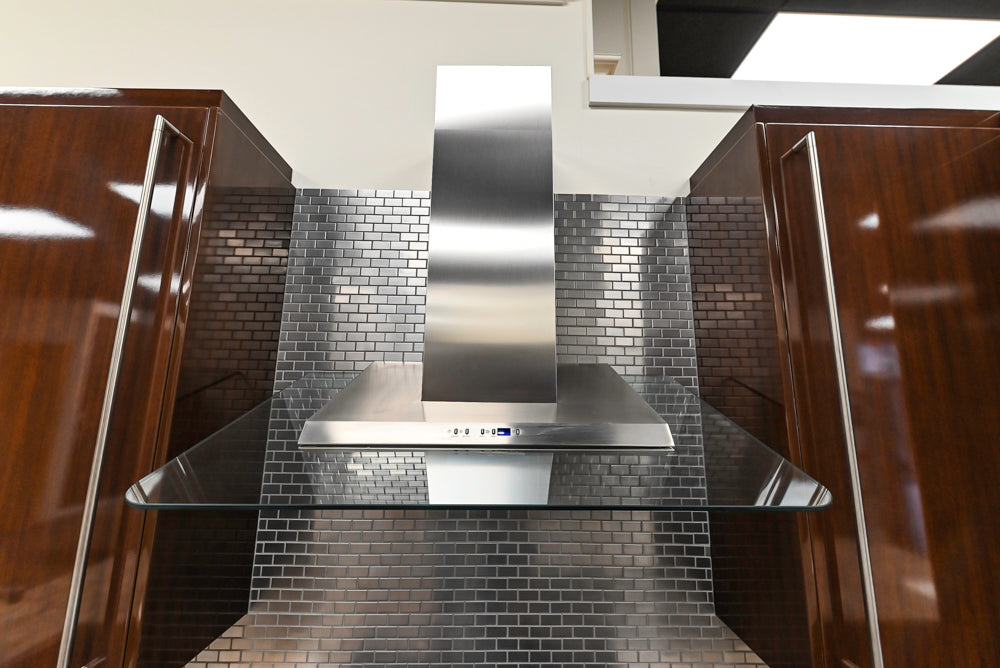 Downsview Glossy Brown Modern Kitchen with Island, Quartz Countertops and Wolf Appliances