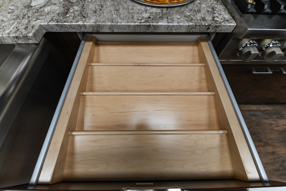 Downsview Glossy Brown Modern Kitchen with Island, Quartz Countertops and Wolf Appliances