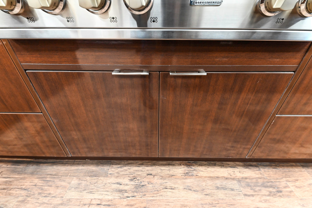 Downsview Glossy Brown Modern Kitchen with Island, Quartz Countertops and Wolf Appliances