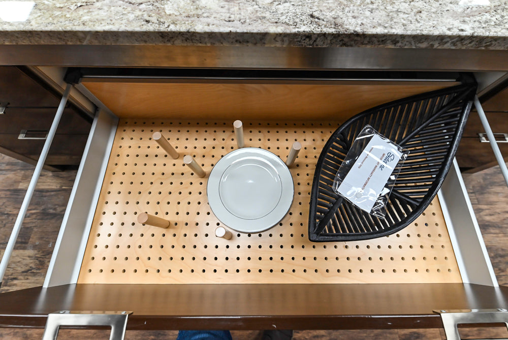 Downsview Glossy Brown Modern Kitchen with Island, Quartz Countertops and Wolf Appliances