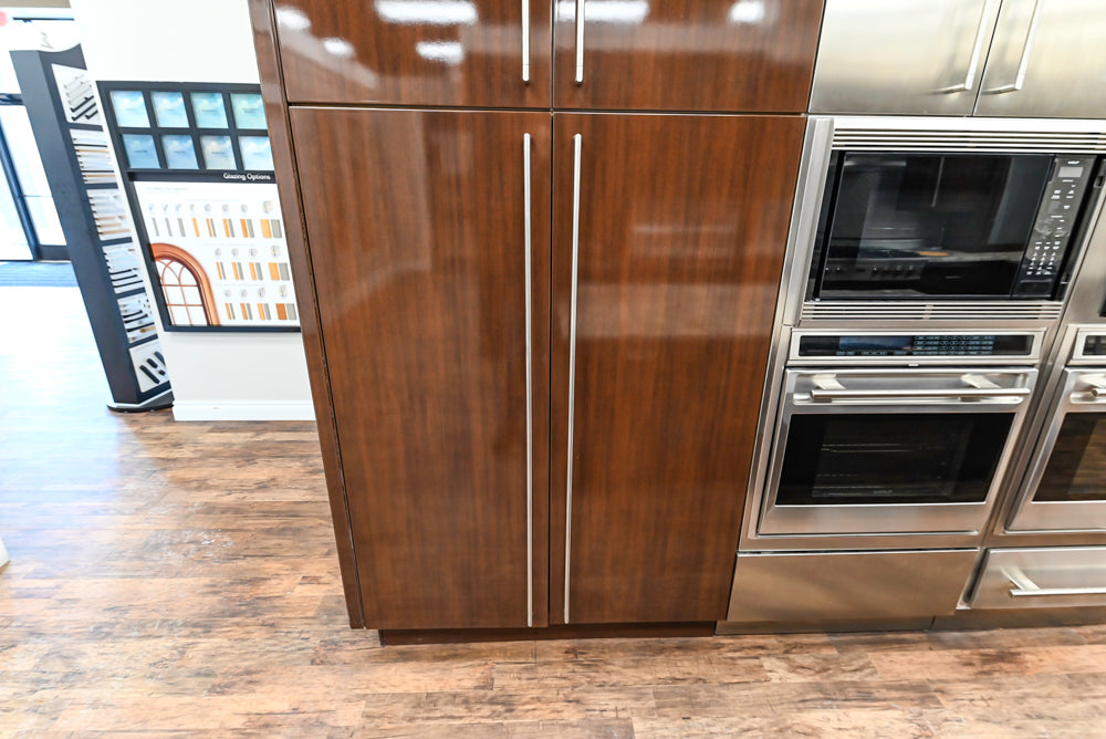 Downsview Glossy Brown Modern Kitchen with Island, Quartz Countertops and Wolf Appliances