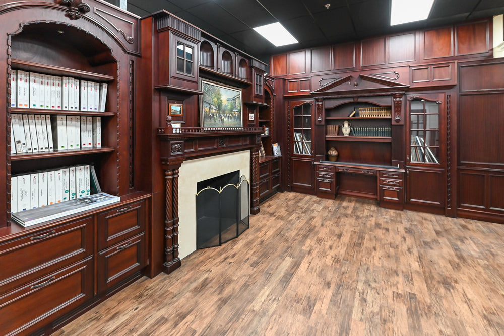 Downsview Traditional Classic Brown Library Display with Fireplace