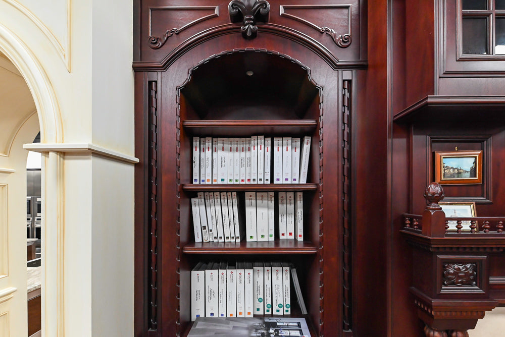 Downsview Traditional Classic Brown Library Display with Fireplace