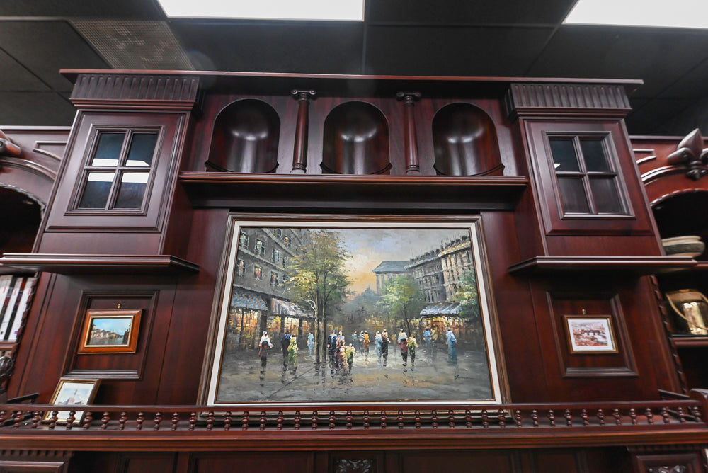 Downsview Traditional Classic Brown Library Display with Fireplace