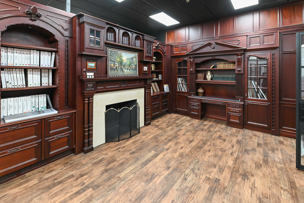Downsview Traditional Classic Brown Library Display with Fireplace