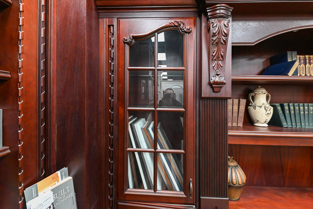 Downsview Traditional Classic Brown Library Display with Fireplace
