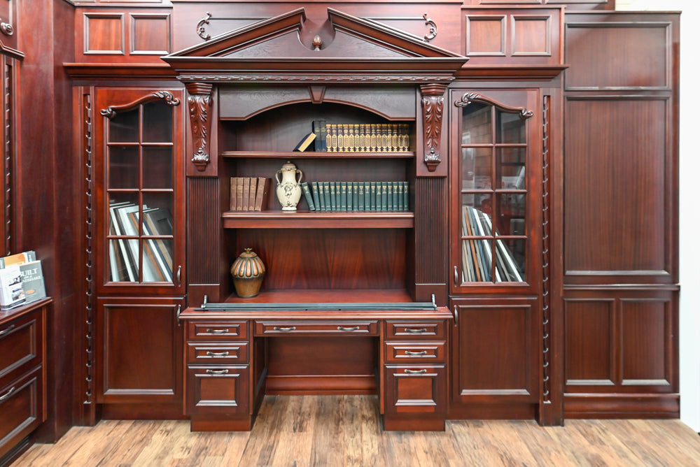 Downsview Traditional Classic Brown Library Display with Fireplace