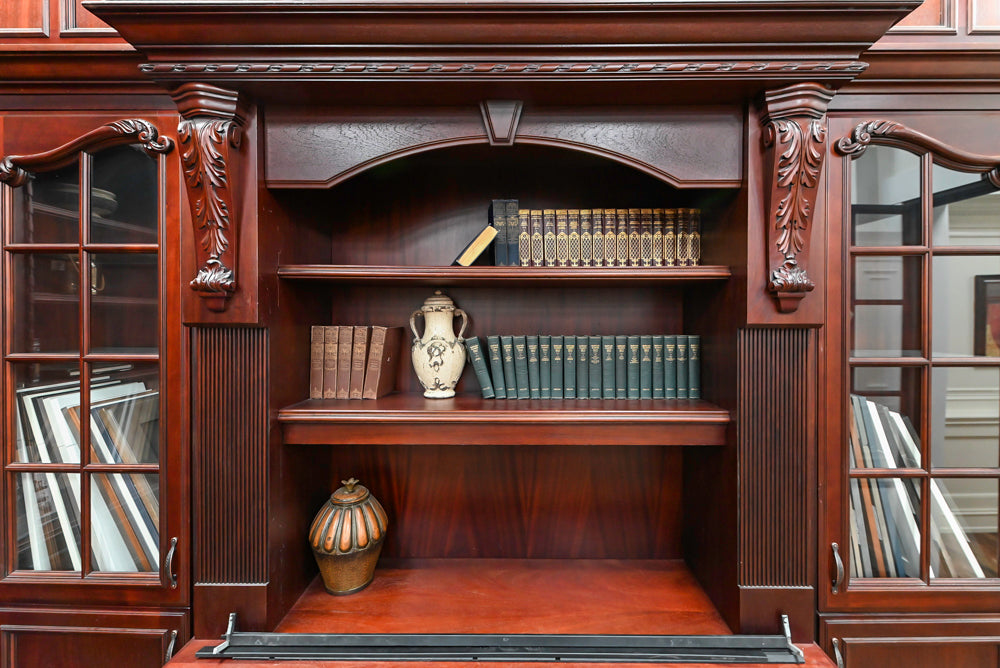 Downsview Traditional Classic Brown Library Display with Fireplace