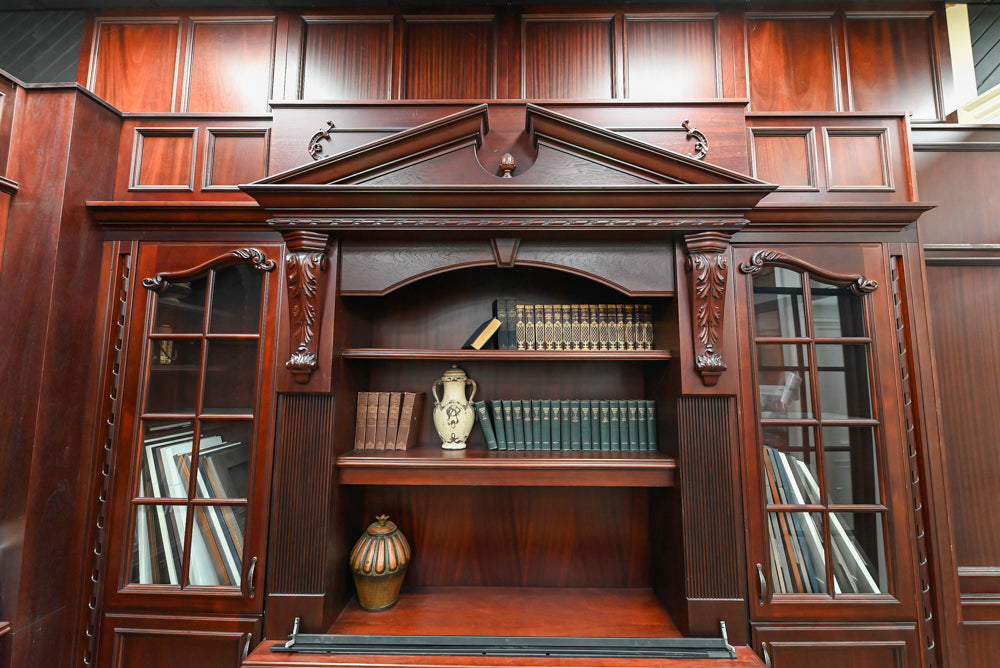 Downsview Traditional Classic Brown Library Display with Fireplace