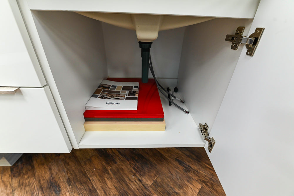 Siteline White Modern 57" Floating Vanity with Quartz Top, Sink and Faucet