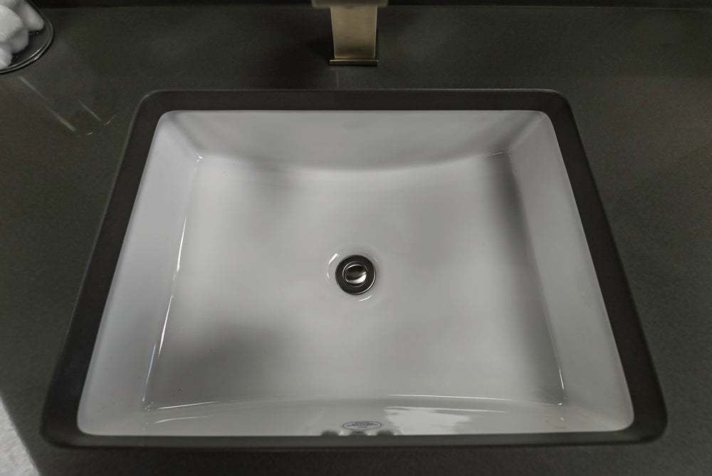 Siteline White Modern 57" Floating Vanity with Quartz Top, Sink and Faucet