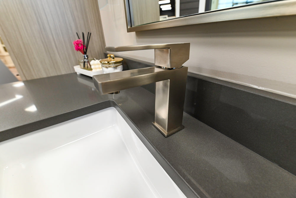 Siteline White Modern 57" Floating Vanity with Quartz Top, Sink and Faucet