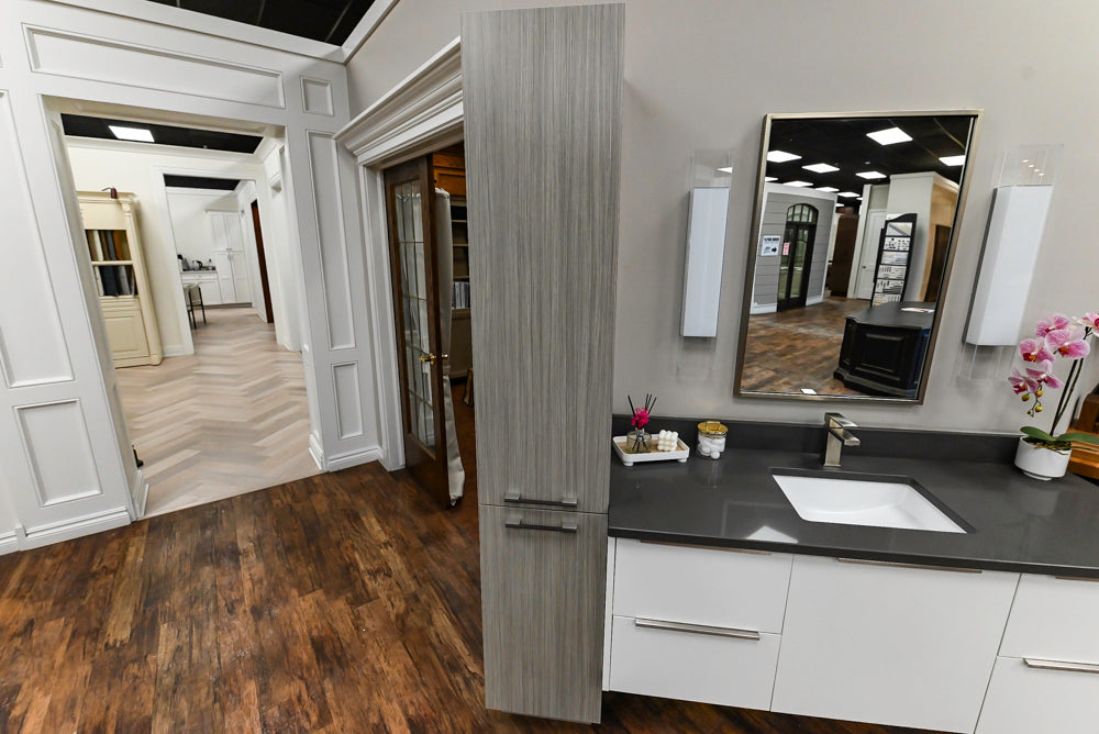 Siteline White Modern 57" Floating Vanity with Quartz Top, Sink and Faucet