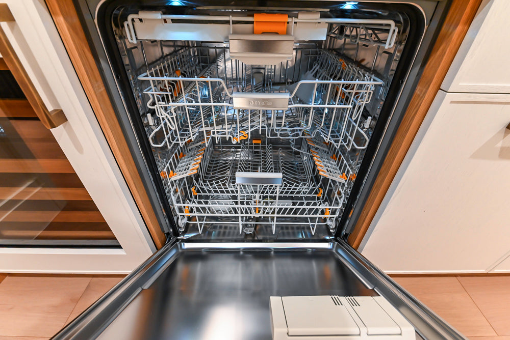 Smallbone Transitional White Oak Kitchen with Marble Countertops & Miele Appliances