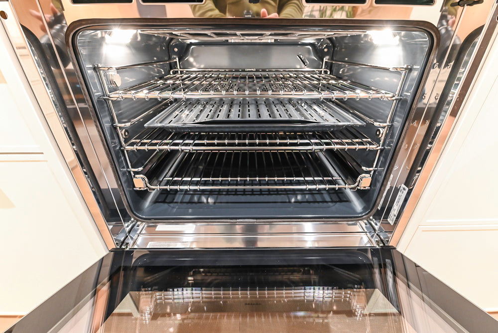 Smallbone Transitional White Oak Kitchen with Marble Countertops & Miele Appliances