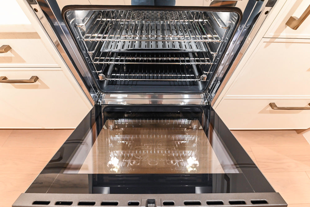 Smallbone Transitional White Oak Kitchen with Marble Countertops & Miele Appliances