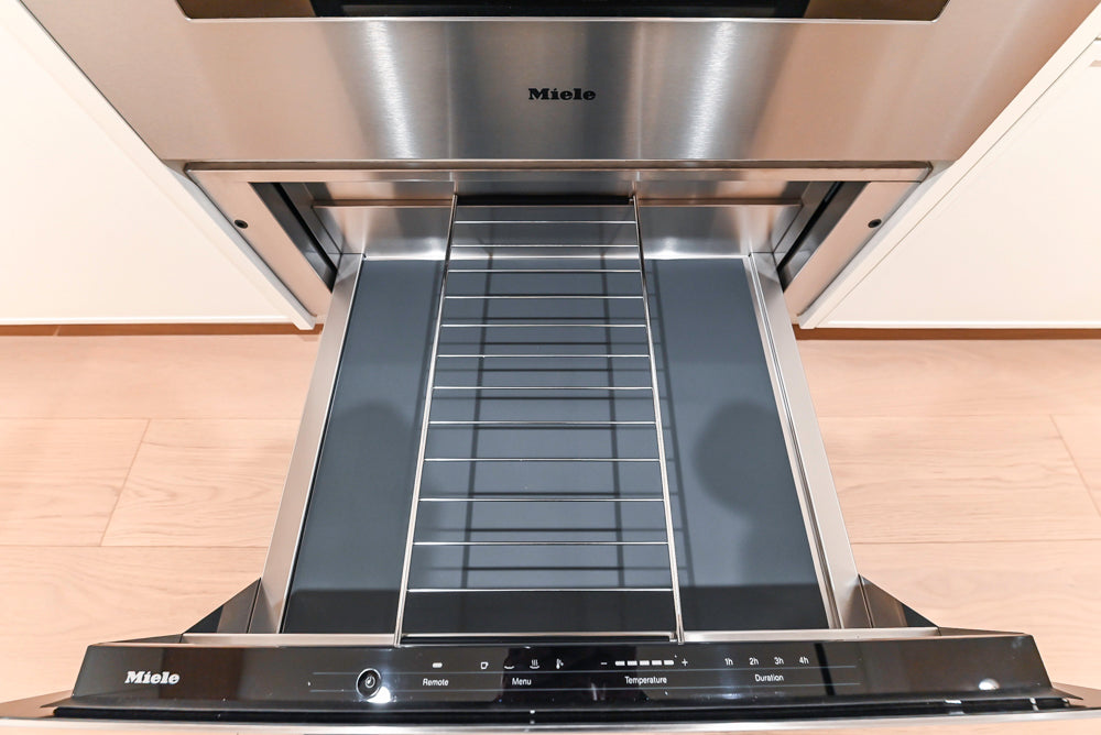 Smallbone Transitional White Oak Kitchen with Marble Countertops & Miele Appliances