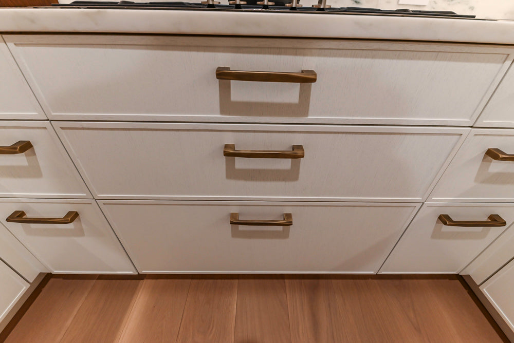Smallbone Transitional White Oak Kitchen with Marble Countertops & Miele Appliances