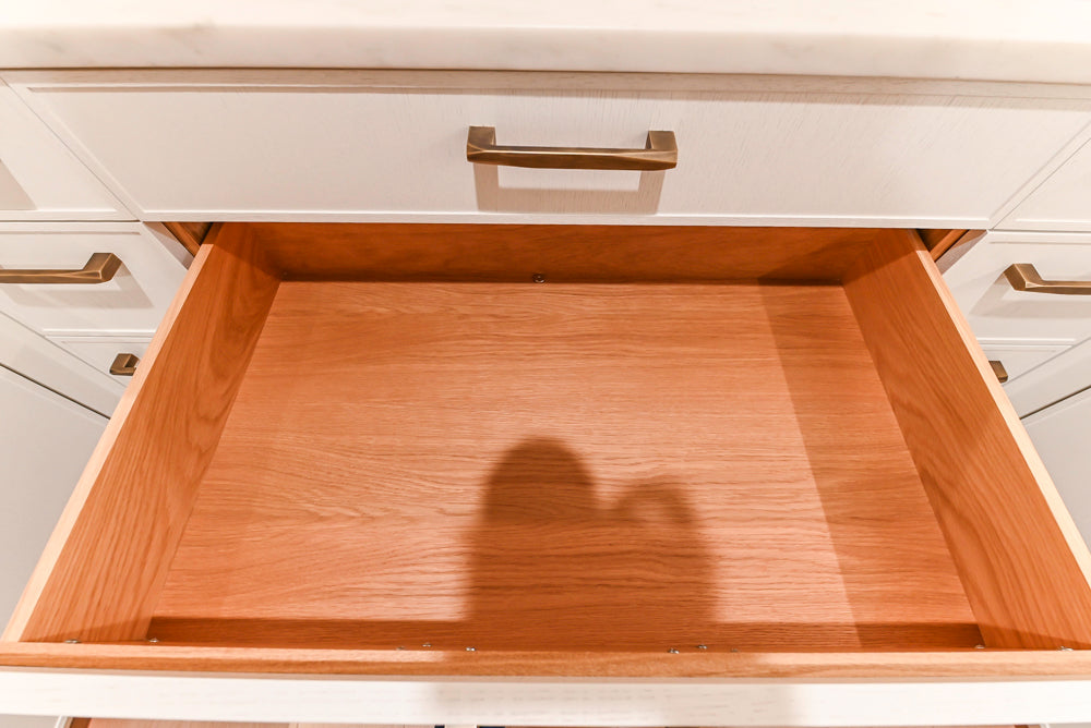 Smallbone Transitional White Oak Kitchen with Marble Countertops & Miele Appliances