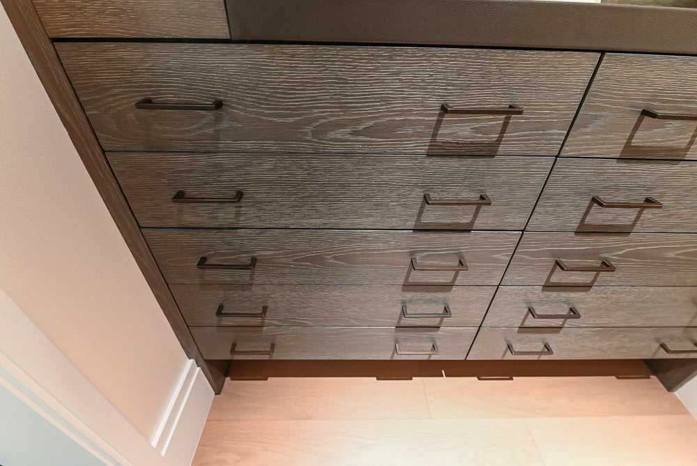 Smallbone Transitional Dark Brown Wood Veneer Side Pantry with Open Shelving