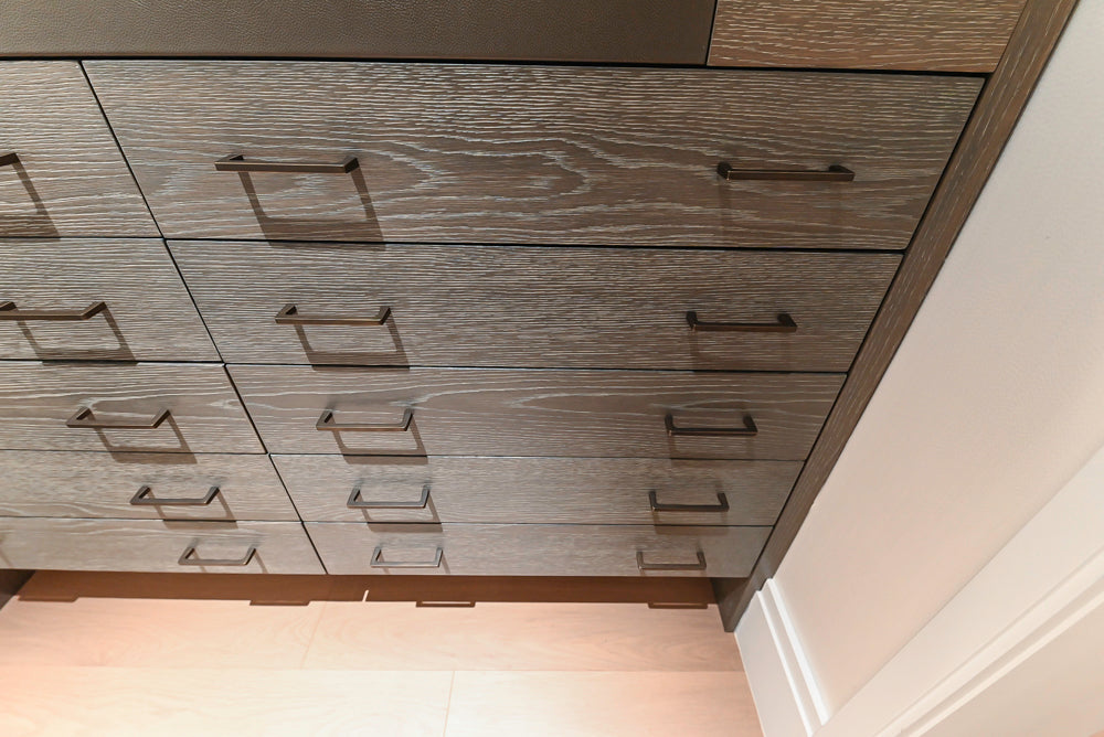 Smallbone Transitional Dark Brown Wood Veneer Side Pantry with Open Shelving