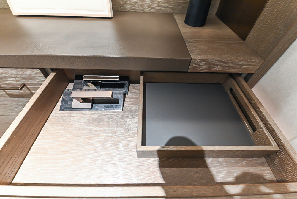 Smallbone Transitional Dark Brown Wood Veneer Side Pantry with Open Shelving