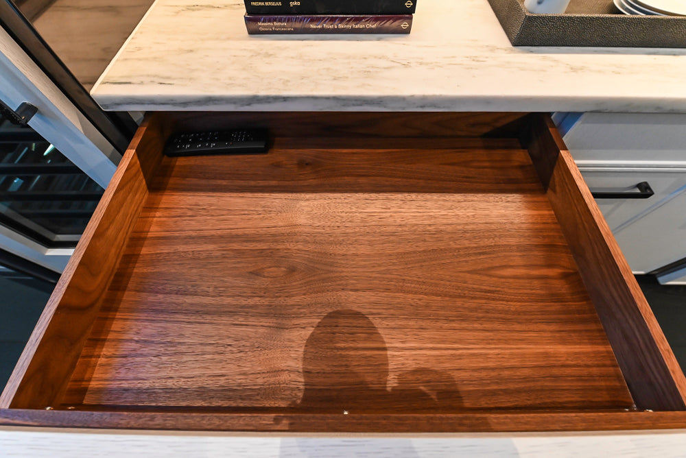 Transitional White Kitchen with Marble Countertops & Miele Appliances